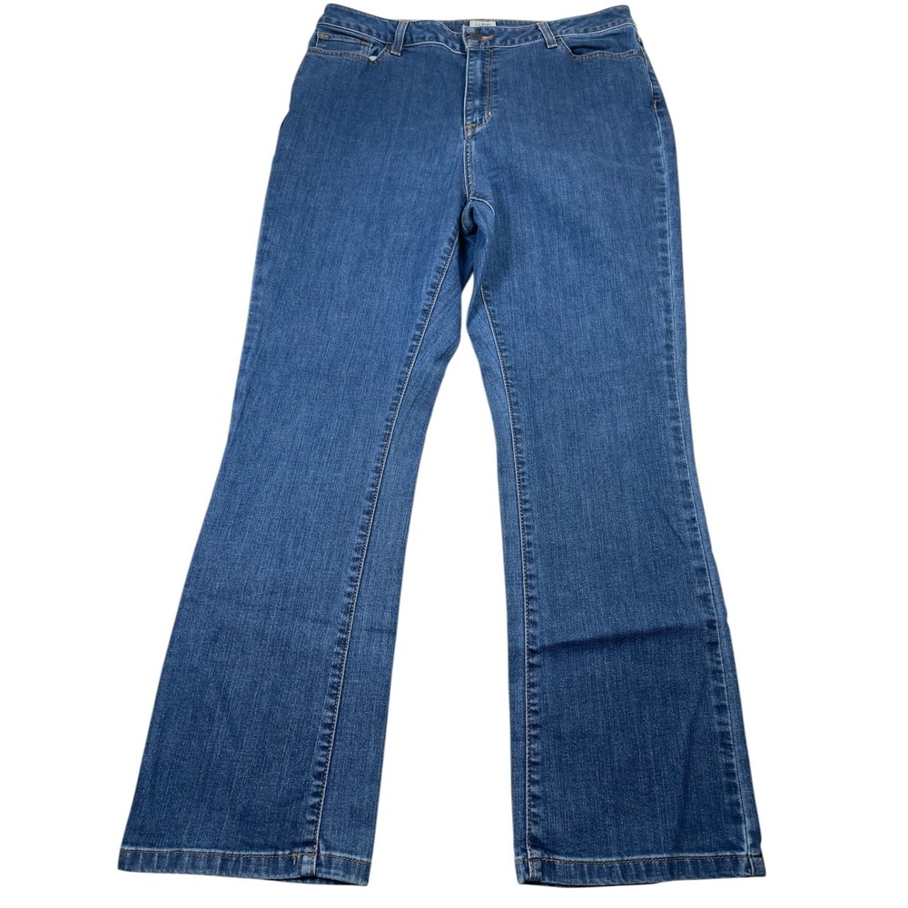 L.L. Bean Classic Fit Bootcut Jeans Women 16 Blue Denim Cotton Stretch High Rise